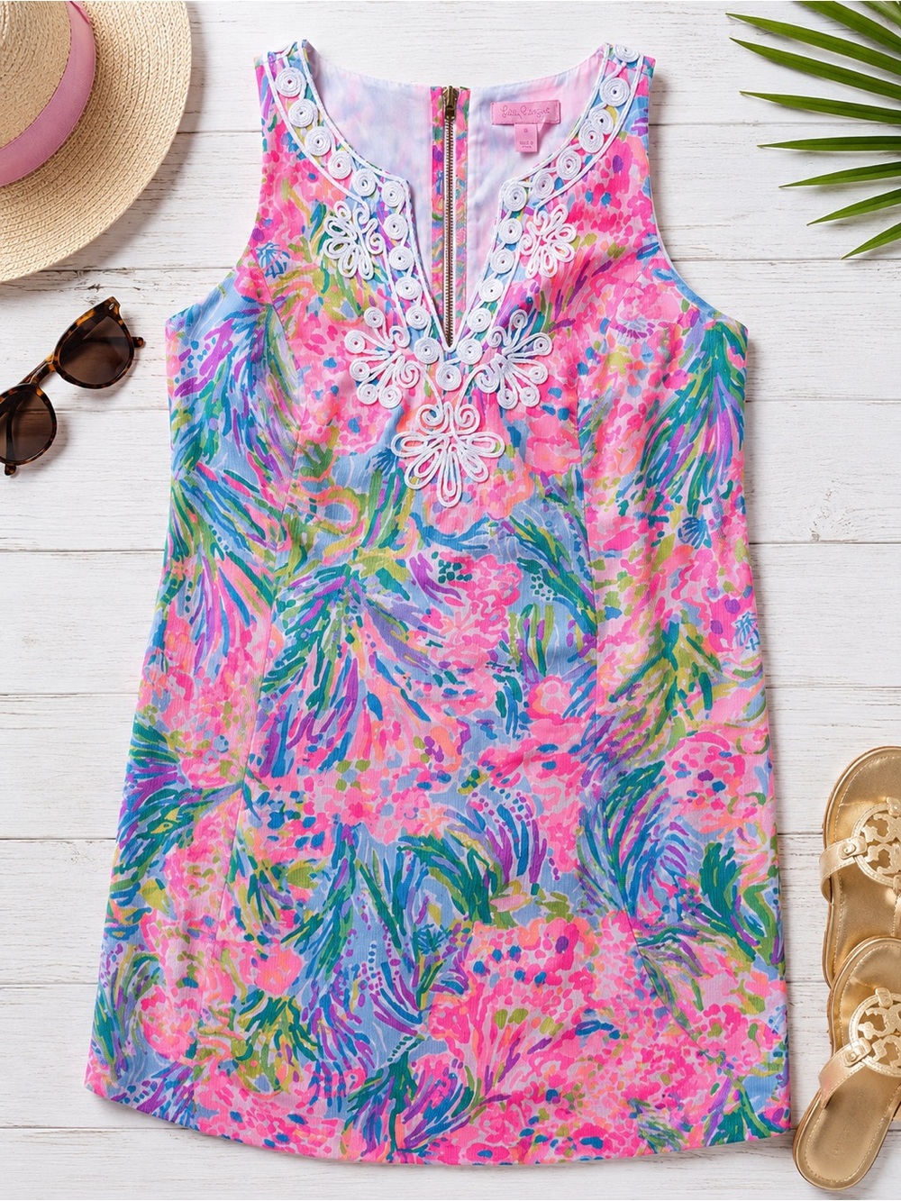 Lilly Pulitzer Gabby Shift Dress – Fan Sea Pants Print- Size 8 – NWOT